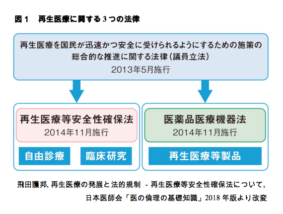 図1 再生医療に関する3つの法律