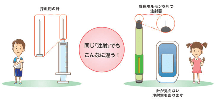 採血用の針と成長ホルモンを打つ注射器を比較 同じ注射でもこんなに違う！