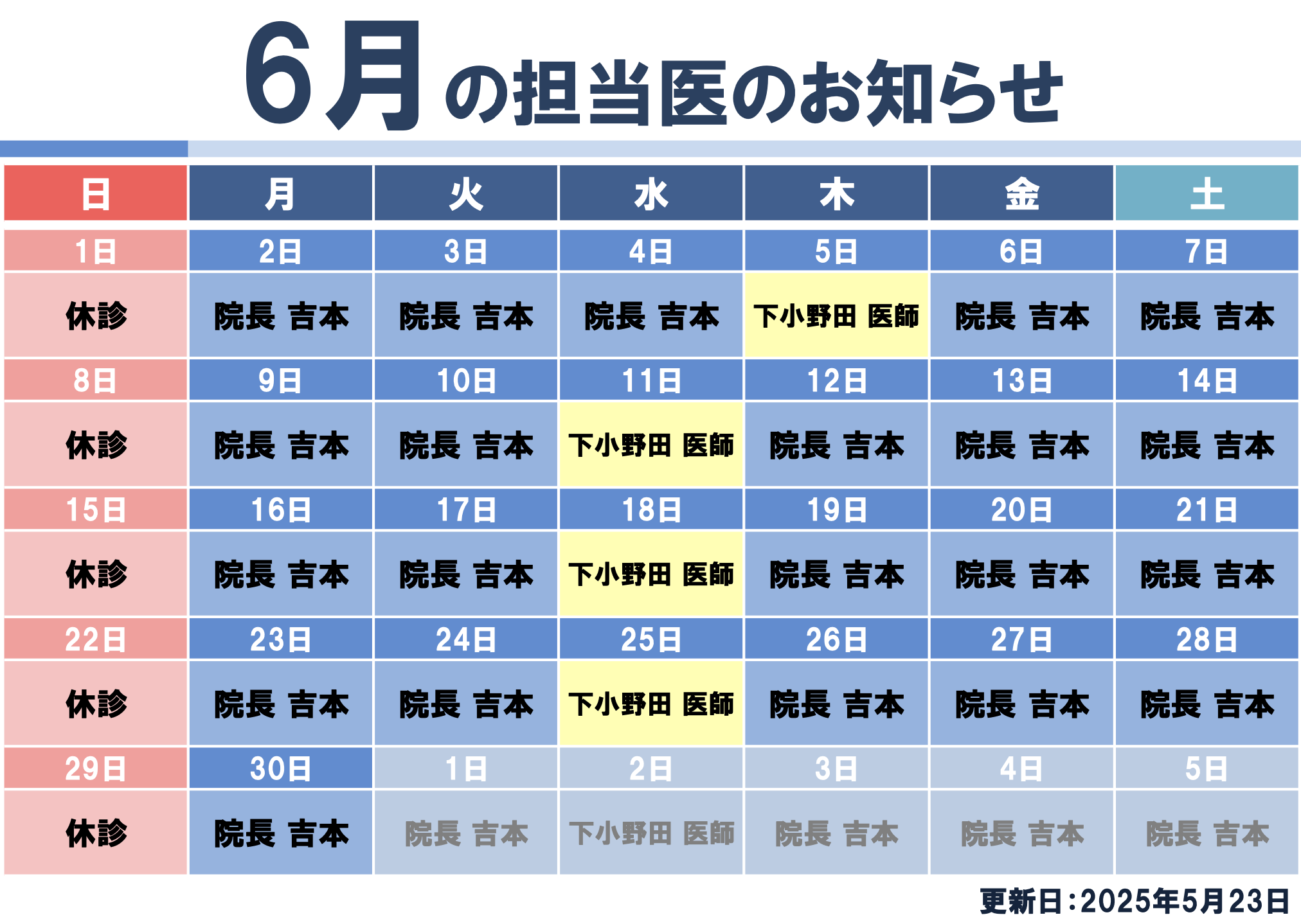 6月代診