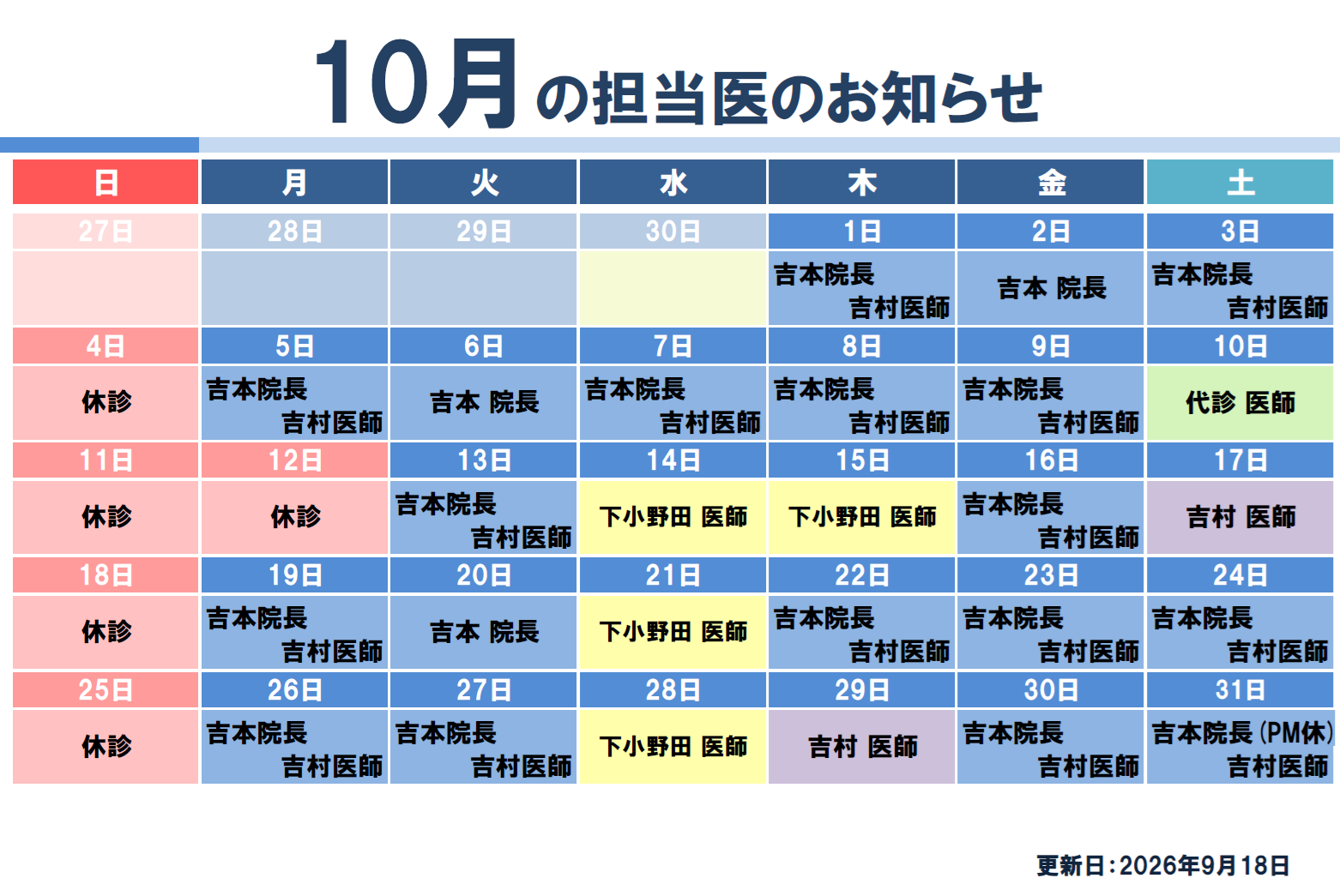 10月担当医