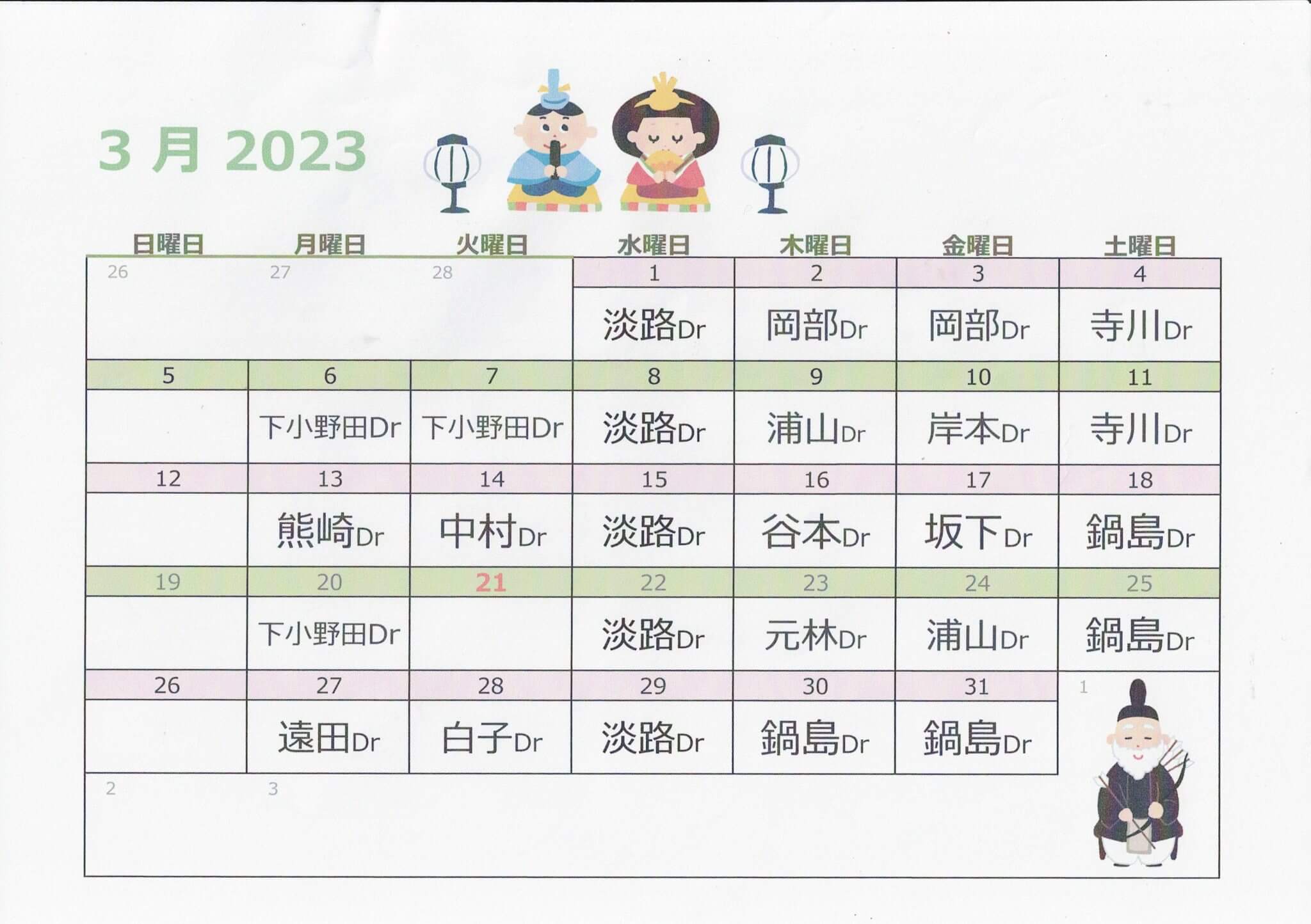 23年3月の担当医について