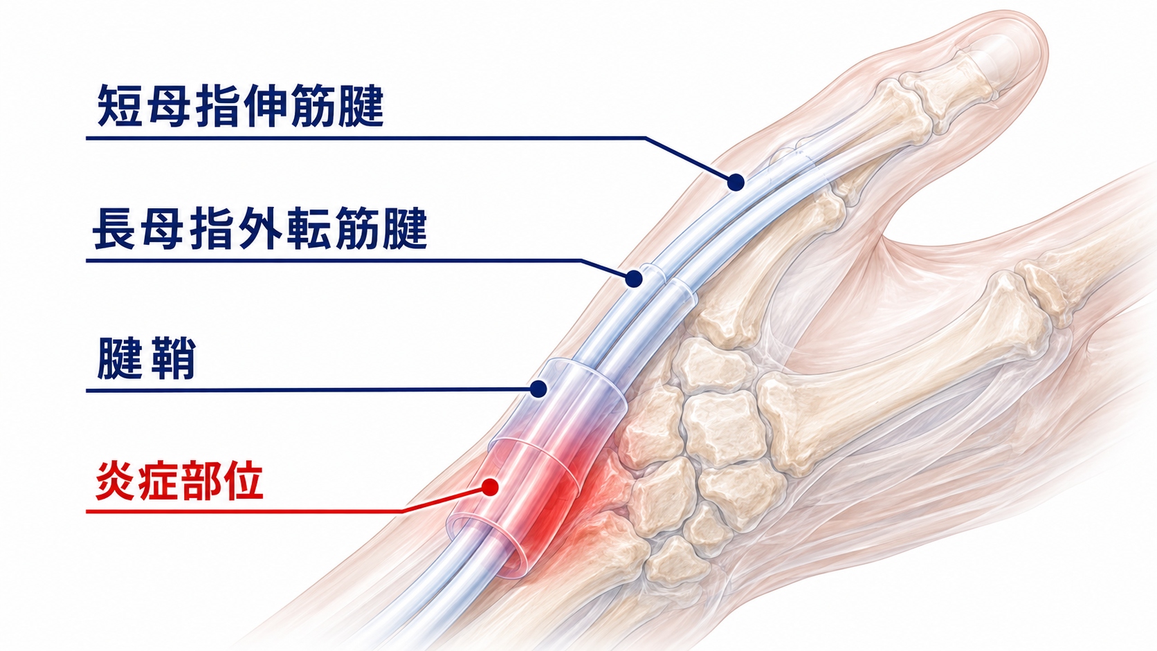 手首の親指側の透視図