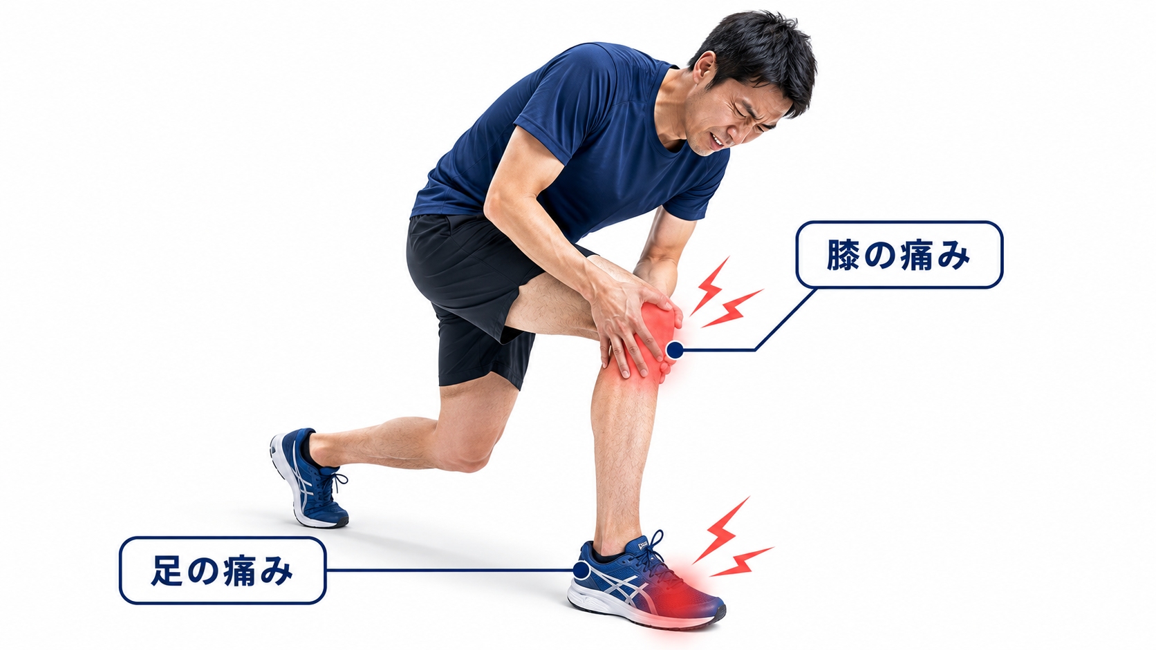 ランニングによる膝や足の痛みを表現したアイキャッチ画像