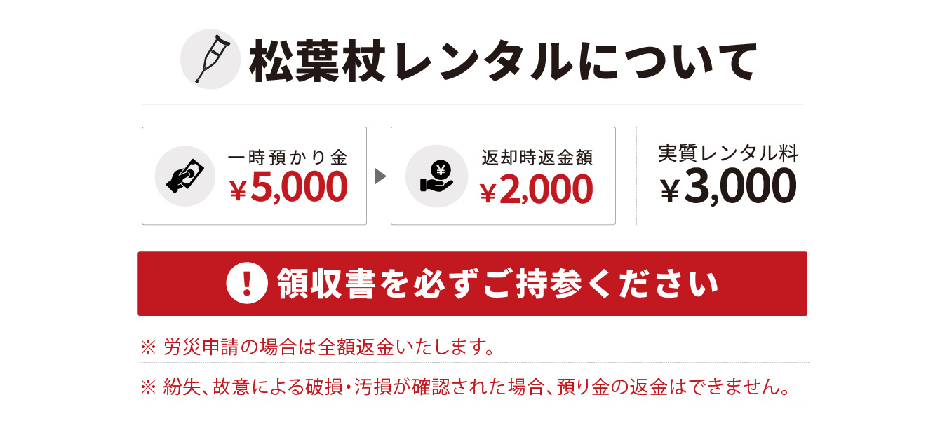 松葉杖のレンタル料金と返却方法