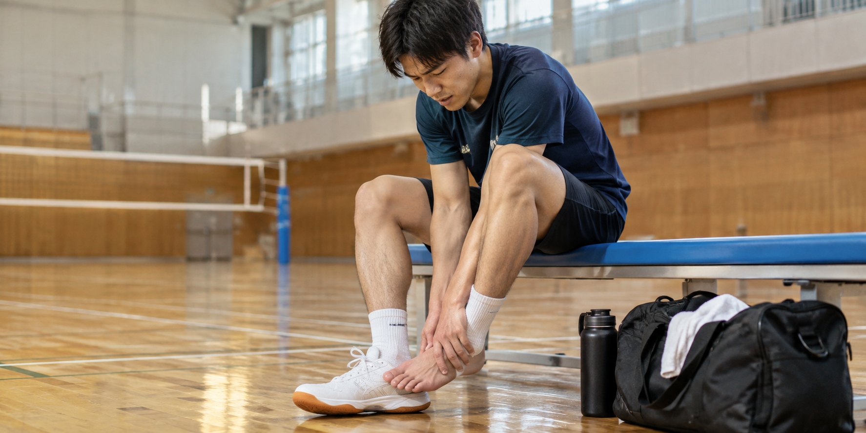 スポーツ中に足首を痛めた男性